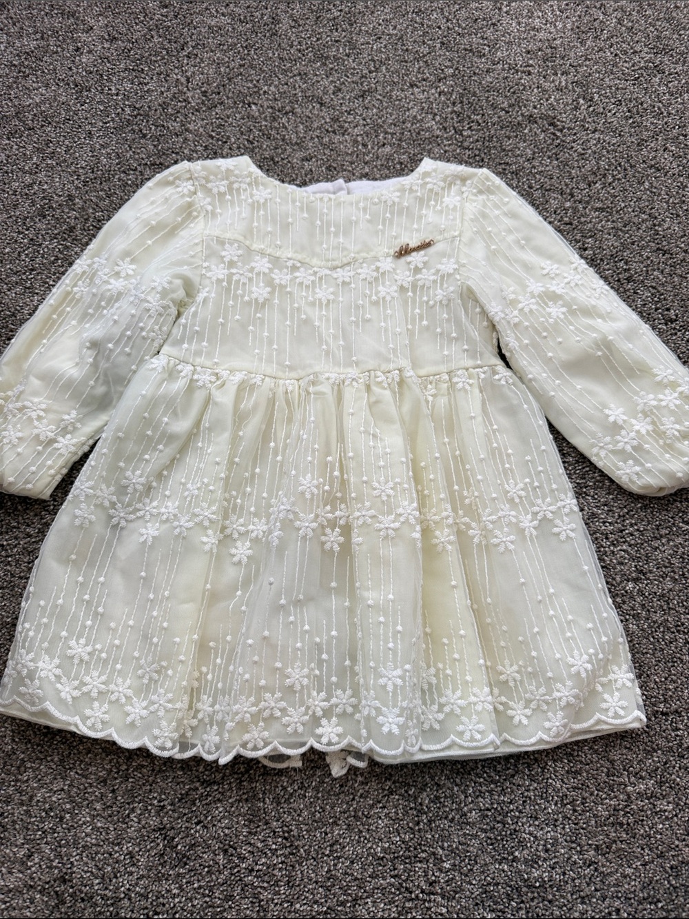 Elegant Cream Embroidered Girls' Dress